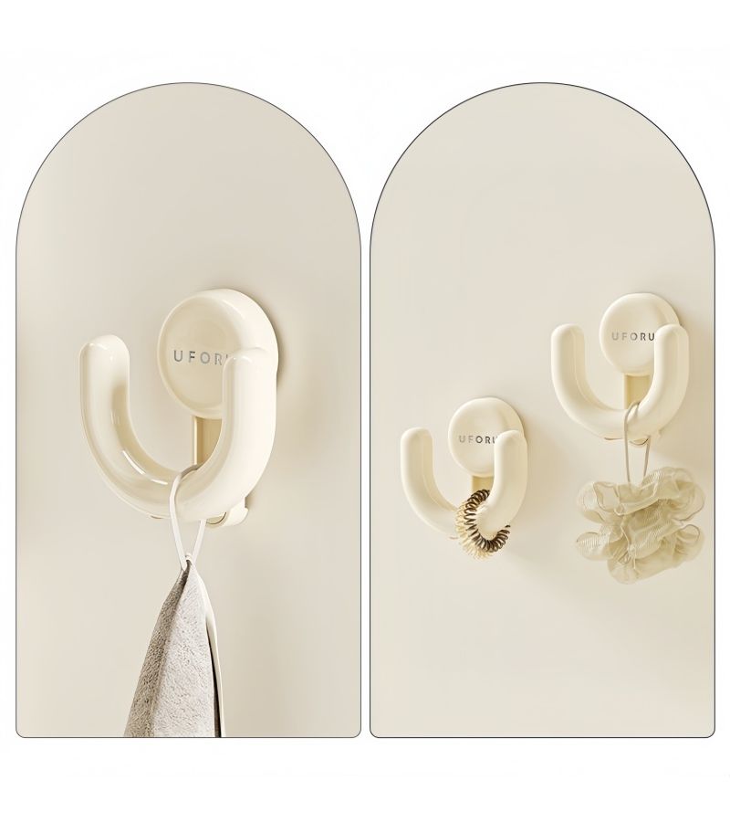 Dopamine Cream White Suction Cup Bathroom Hook Wall Mounted Draining Slipper Holder Press Type Towel Rack Bath Ball Hanger - Image 4