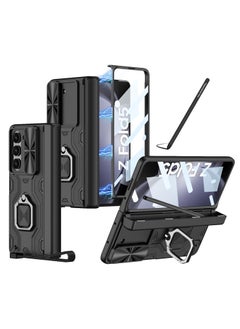 Excefore for Galaxy Z Fold5 Case with Pen, Galaxy Z Fold5 Slim S Pen Phone Case, All-Inclusive Shockproof Lens Slide Window Case Attached for Galaxy Z Fold5 (Black)  - Image 1