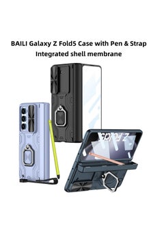Excefore for Galaxy Z Fold5 Case with Pen, Galaxy Z Fold5 Slim S Pen Phone Case, All-Inclusive Shockproof Lens Slide Window Case Attached for Galaxy Z Fold5 (Black)  - Image 2