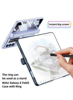 Excefore for Galaxy Z Fold5 Case with Pen, Galaxy Z Fold5 Slim S Pen Phone Case, All-Inclusive Shockproof Lens Slide Window Case Attached for Galaxy Z Fold5 (Black)  - Image 4