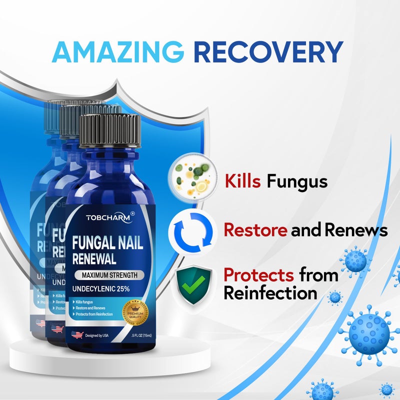 Tobcharm Toenail Fungus Treatment For Toenail & Finernails, 25% Undecylenic acid, Toe Nail Fungus Treatment Extra Strength, Tea Tree Oil for Tonail Fungus Treatment - Image 3