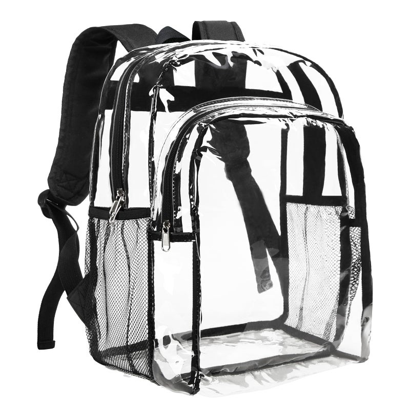 Vorspack Clear Backpack Heavy Duty - Clear Backpacks for School Transparent Bookbag for Girls Boys Large See Through Bag for Work, College, Concert - Black - Image 1