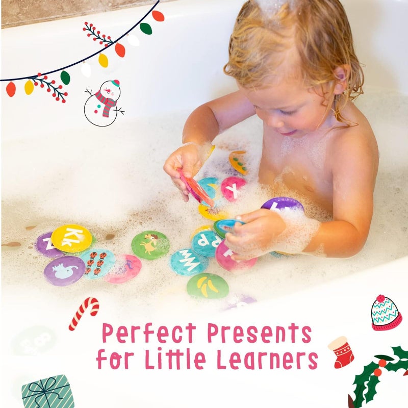 merka Bath Toys Flash Cards - 36-Pc Multicolor 2.25-Inch Foam Alphabet & Number Cards - Waterproof Bath Time Toddler Learning Toys for Ages 1-3 - Image 3