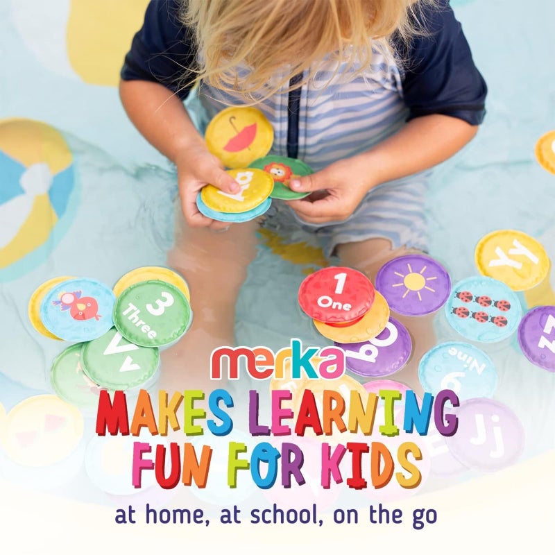 merka Bath Toys Flash Cards - 36-Pc Multicolor 2.25-Inch Foam Alphabet & Number Cards - Waterproof Bath Time Toddler Learning Toys for Ages 1-3 - Image 5