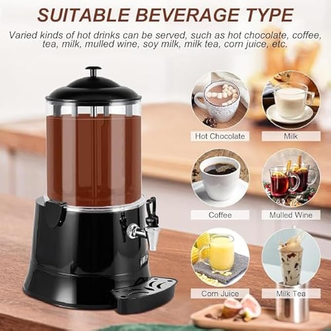 ريحني صانع الشوكولاتة الساخنة التجاري، موزع الشوكولاتة الساخنة سعة 10 لتر مع شاشة LED، منظم حرارة قابل للتعديل 30~90 درجة، آلة كهربائية، موزع الشوكولاتة الساخنة، سخان لتسخين القهوة والحليب والشاي والعصير - Image 3