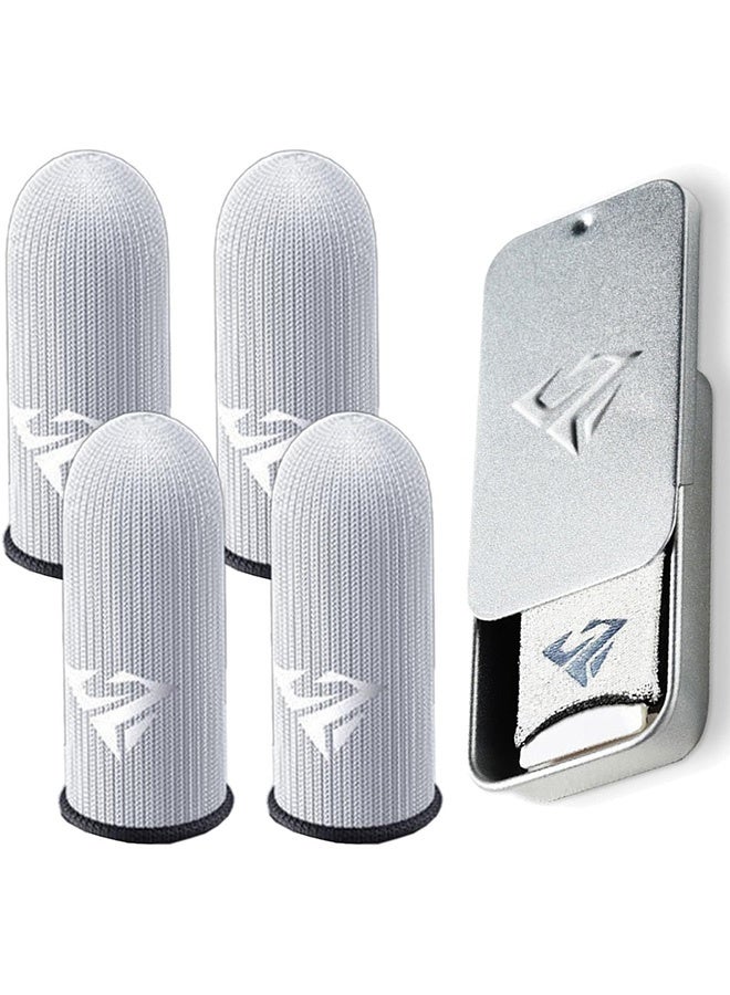 4PCS Cloth Game Finger Cots Mobile Game Finger Cots Ultra-thin Material Zero-contact Silver Fiber Breathable Touch Screen Game Finger Gloves with Storage Box  - Image 1