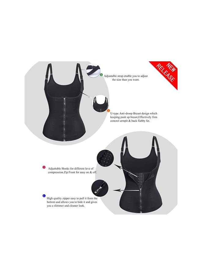 Women's Underbust Corset Waist Trainer Cincher Steel Boned Body Shaper Vest with Adjustable Straps - Image 2