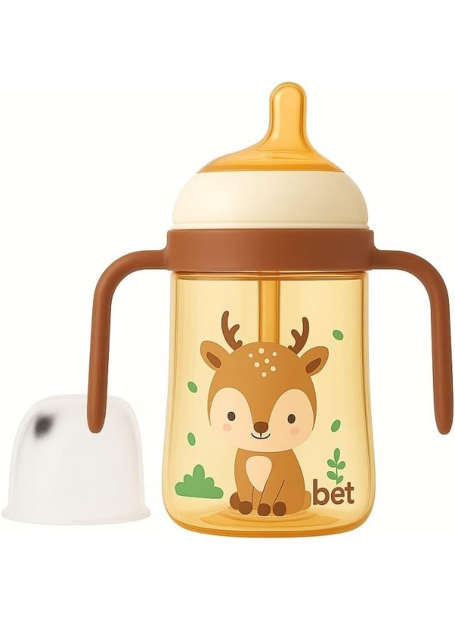Silicone Baby Feeding Bottle with Handle – 280ml Wide-Neck Newborn Bottle, Medium-Flow Teat, BPA-Free, Infant Straw Bottle for Easy Grip  High Capacity Feeding - Image 1