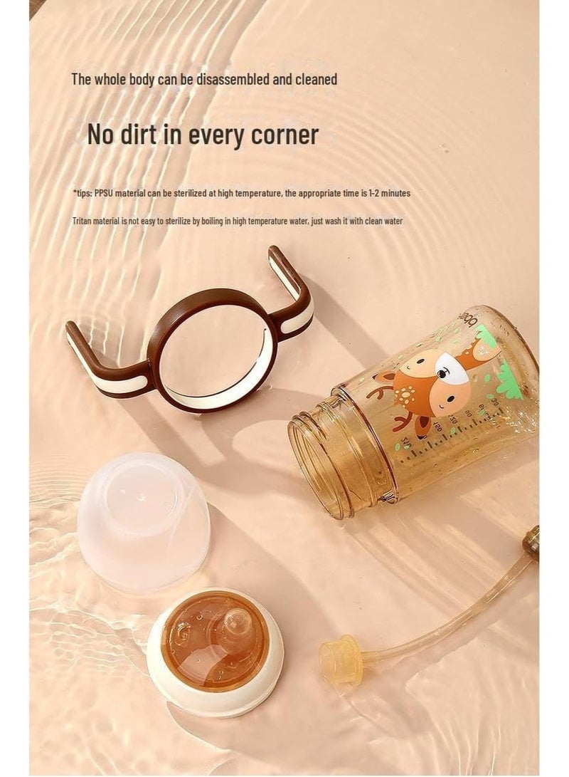 Silicone Baby Feeding Bottle with Handle – 280ml Wide-Neck Newborn Bottle, Medium-Flow Teat, BPA-Free, Infant Straw Bottle for Easy Grip  High Capacity Feeding - Image 2