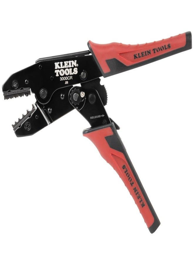 Klein Tools 3006CR Crimping Tool for Non-Insulated Terminals, Ratcheting Crimper, 10 to 22 AWG Stranded Copper Wire, Full-Cycle, 5-Cavity - Image 1