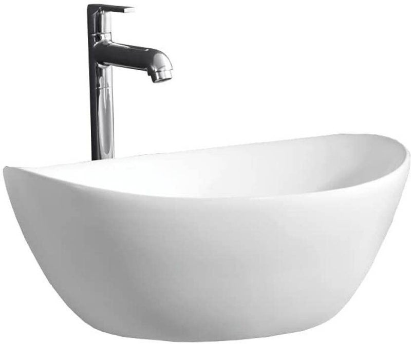 Uken حوض غسيل طاولة من السيراميك كريستال أبيض UKEN Bherunathbhrunath (الأبعاد L 425 X W 350 X H 175 مم) تشطيب لامع / لون أبيض فائق - Image 3