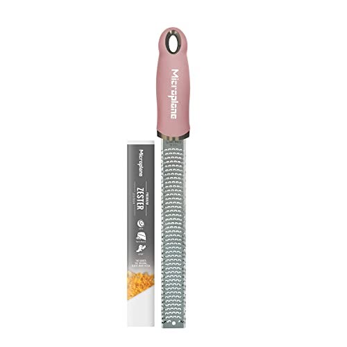 Microplane Zester Grater in Dusty Rose for Citrus Fruits, Hard Cheese, Ginger, Chocolate and Nutmeg with Fine Stainless Steel Blade - Made in USA - Image 1