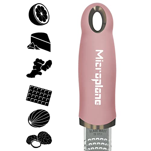 Microplane Zester Grater in Dusty Rose for Citrus Fruits, Hard Cheese, Ginger, Chocolate and Nutmeg with Fine Stainless Steel Blade - Made in USA - Image 2
