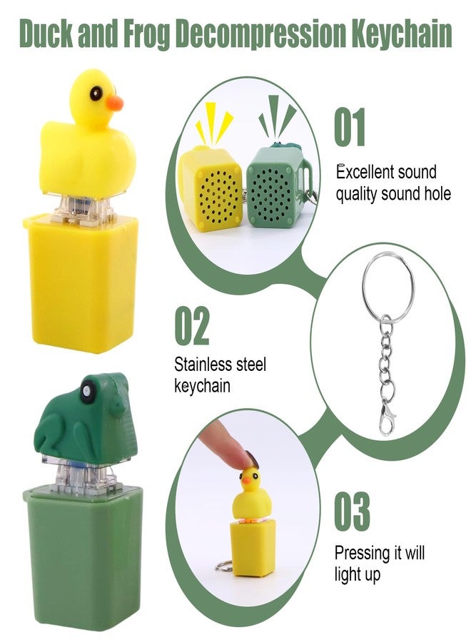 Bmpzery 4 Pcs Croaking Frog and Quacking Duck Keyboard,Keyboard Fidget Toy Keychain,Duck Frog Fidget Clicker Keychain,for Men and Women Relief Anxiety Stress Bags Key Decoration(Green&Yellow) - Image 3