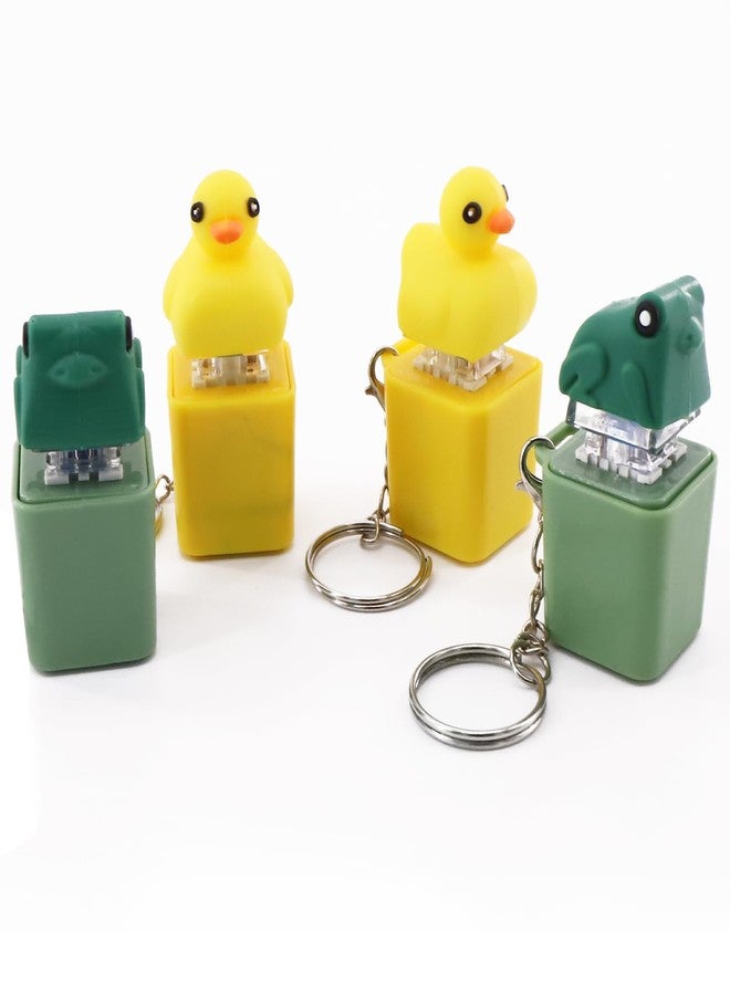Bmpzery 4 Pcs Croaking Frog and Quacking Duck Keyboard,Keyboard Fidget Toy Keychain,Duck Frog Fidget Clicker Keychain,for Men and Women Relief Anxiety Stress Bags Key Decoration(Green&Yellow) - Image 1