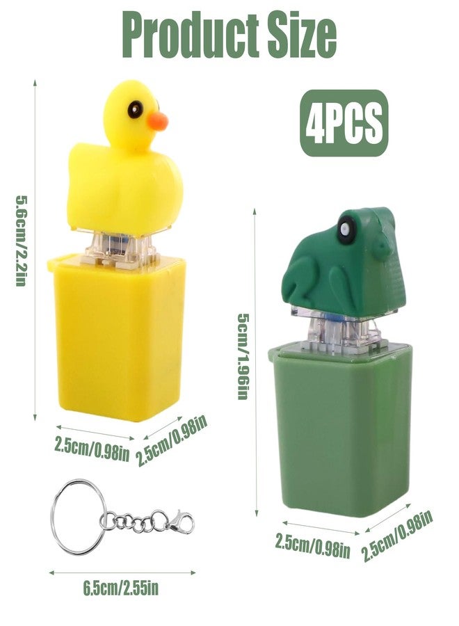 Bmpzery 4 Pcs Croaking Frog and Quacking Duck Keyboard,Keyboard Fidget Toy Keychain,Duck Frog Fidget Clicker Keychain,for Men and Women Relief Anxiety Stress Bags Key Decoration(Green&Yellow) - Image 2