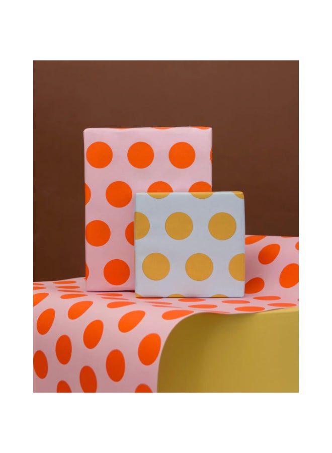KadoDesign Lottie dottie Polka Dot Wrapping Paper Roll - Light Blue and Curry Gold - Image 3