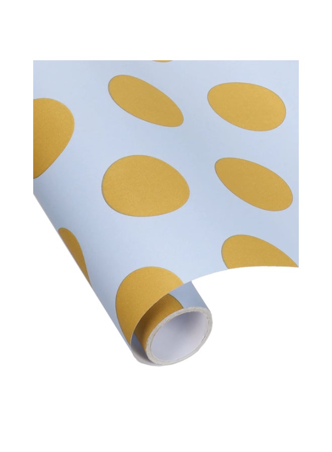 KadoDesign Lottie dottie Polka Dot Wrapping Paper Roll - Light Blue and Curry Gold - Image 2