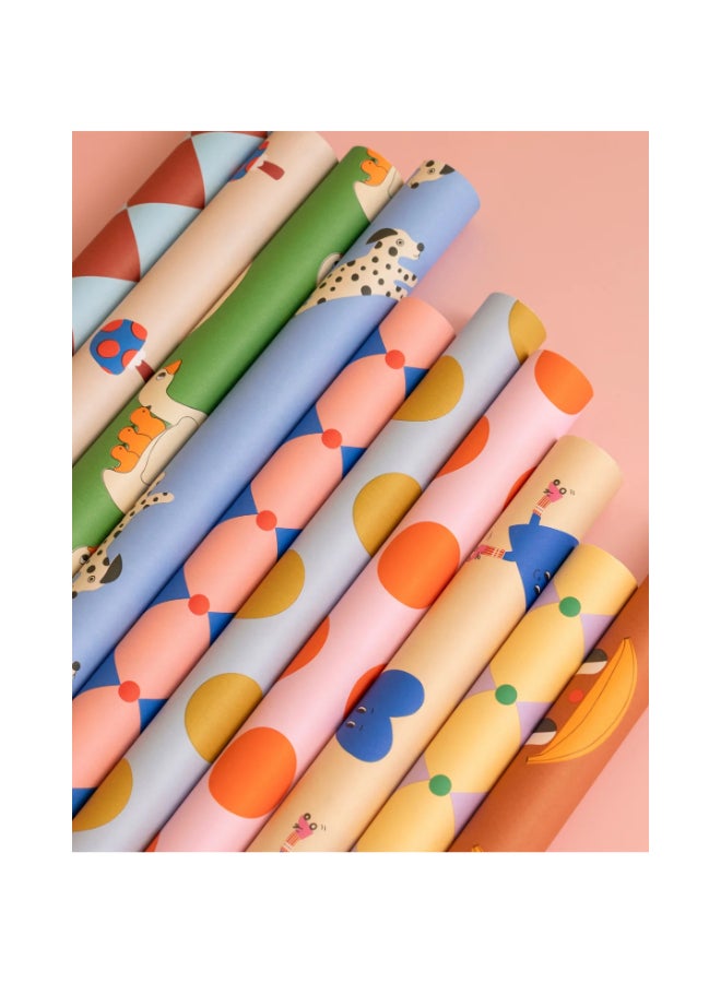KadoDesign Lottie dottie Polka Dot Wrapping Paper Roll - Light Blue and Curry Gold - Image 4