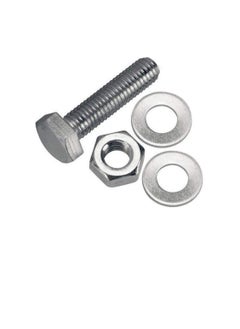 Generic 12 pcs Hex Head Screw Bolts Nuts & Washers Fully Thread GI Plain Finish Bolt Set. (20, 100M)  - Image 1