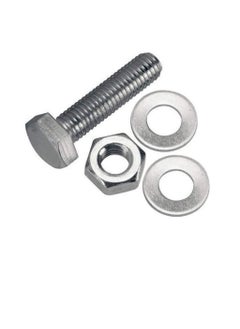 Generic 12 pcs Hex Head Screw Bolts Nuts & Washers Fully Thread GI Plain Finish Bolt Set. (20, 100M)  - Image 2