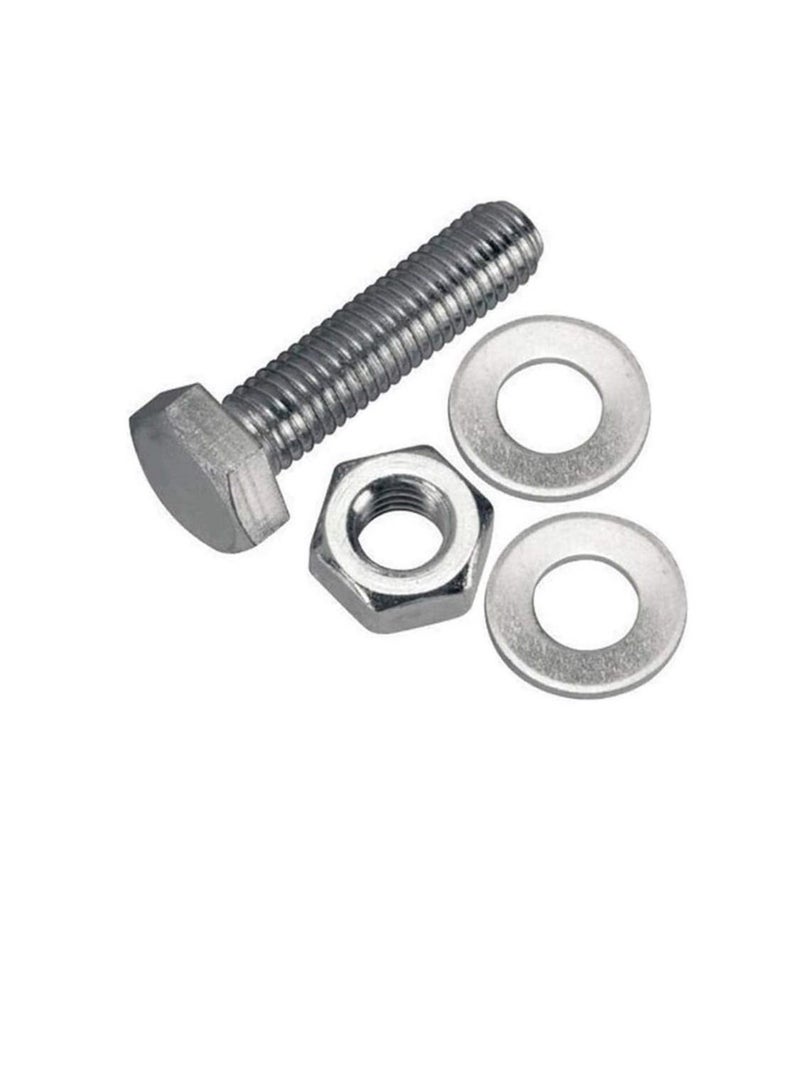 12 pcs Hex Head Screw Bolts Nuts & Washers Fully Thread GI Plain Finish Bolt Set. (20, 100M)  - Image 3