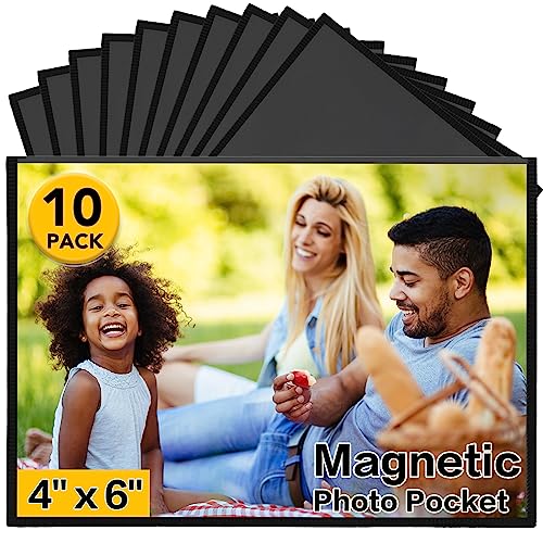 YixangDD 10 Pack Magnetic Picture Frame, 4 x 6 Inches Fridge Magnetic Photo Frames, Magnetic Photo Frames for Refrigerator, Home, School, Office (Black) - Image 1