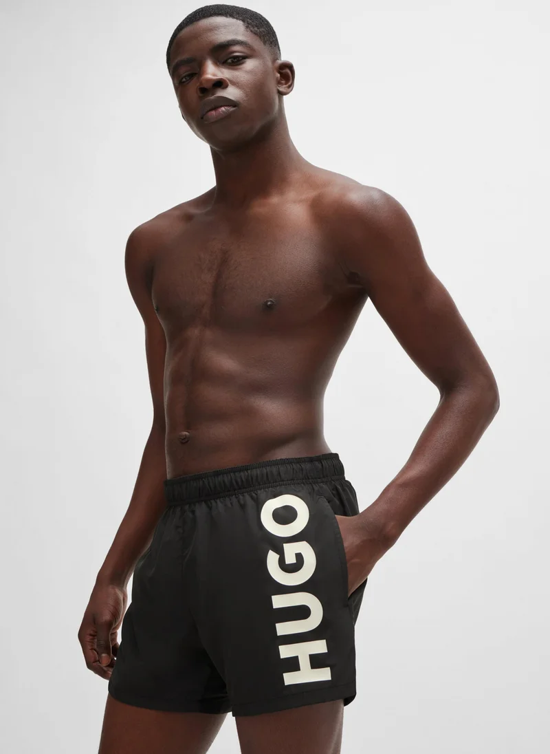 HUGO Quick-dry swim shorts with vertical logo print
