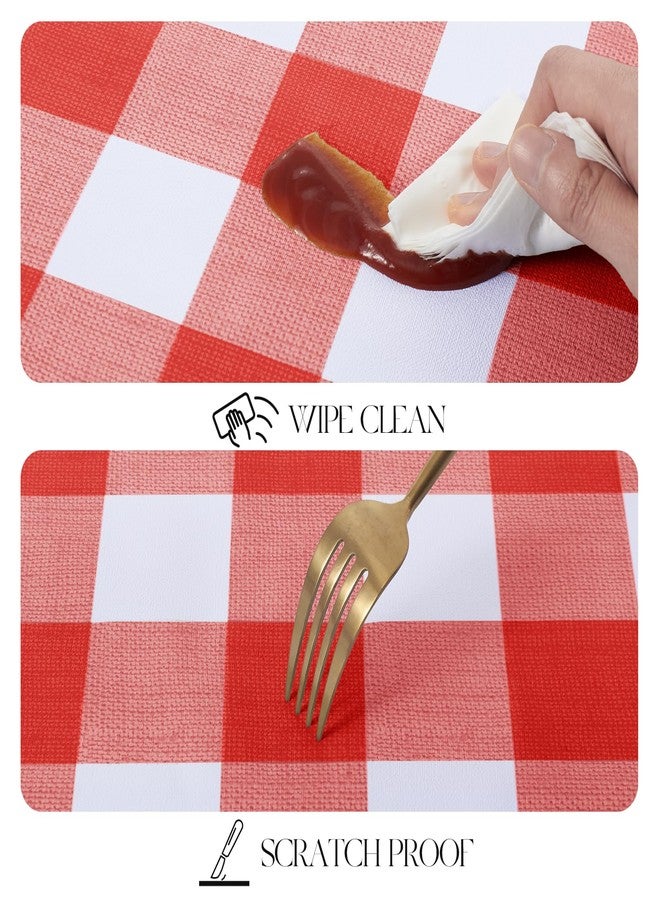 MOSAYT Rectangle Vinyl Tablecloth, 100% Waterproof Buffalo Gingham Plastic Table Cloth, Heavy Duty Wipeable Table Covers for Picnic, Outdoor, Camping - 54 x 78, Red - Image 5