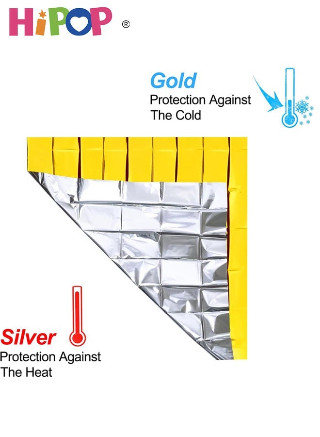HIPOP 5 Pieces Reusable Survival Blanket, Thermal Emergency Blankets Tearproof & Waterproof for Outdoors, Hiking, Survival, Marathons, First Aid Gold/Silver 160 x 210 cm - Image 4