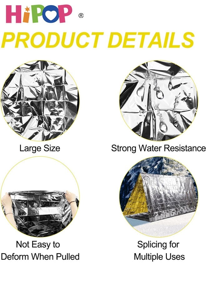 HIPOP 5 Pieces Reusable Survival Blanket, Thermal Emergency Blankets Tearproof & Waterproof for Outdoors, Hiking, Survival, Marathons, First Aid Gold/Silver 160 x 210 cm - Image 3
