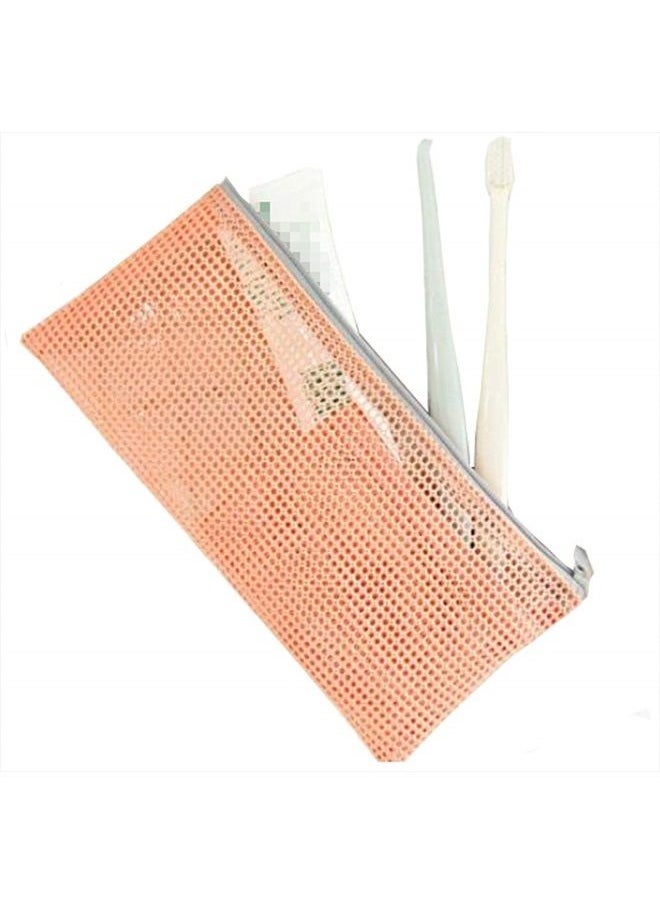 SYBL 2PCS Pink Multipurpose Mesh Nylon Cosmetics Bag with Zipper Reusable Packing Storage Bag Travel Pouch Toiletry Cosmetic Tools Holder Toothbrush Toothpaste Organizer Pocket for Vacation Travel  - Image 1