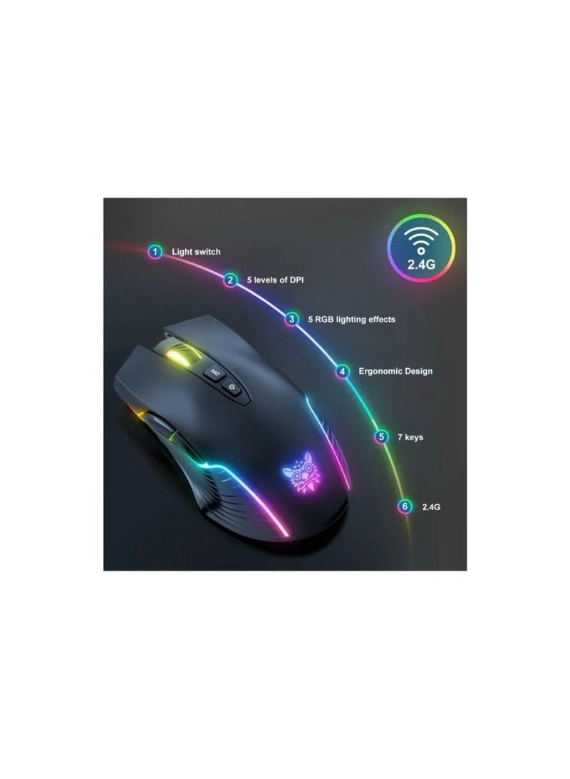 أونيكوما ماوس ألعاب لاسلكي ONIKUMA CW905 مع اتصال USB 2.4 جيجاهرتز، إضاءة RGB، و3600 DPI - أبيض ONIKUMA CW905 Wireless Gaming Mouse with 2.4GHz USB Connection, RGB Lighting, and 3600 DPI White - Image 5