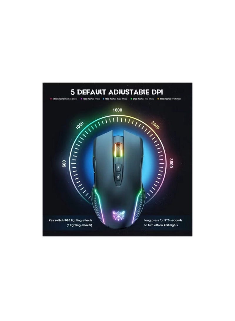 أونيكوما ماوس ألعاب لاسلكي ONIKUMA CW905 مع اتصال USB 2.4 جيجاهرتز، إضاءة RGB، و3600 DPI - أبيض ONIKUMA CW905 Wireless Gaming Mouse with 2.4GHz USB Connection, RGB Lighting, and 3600 DPI White - Image 2