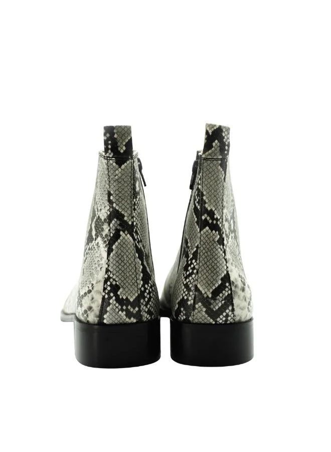 Brenvick  Brenvick Vittorio Men's Grey Snakeskin Exotic Foil Leather Chelsea Boots - Premium Side Zipper Ankle Boots for Men | Best Price UAE