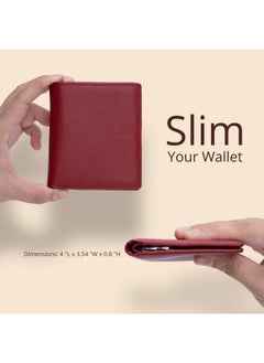 Bveyzi Ultra Slim Small Leather Women Wallet Rfid Blocking Tiny Thin Bifold Pocket Ladies Purse(Wine Red)  - Image 2