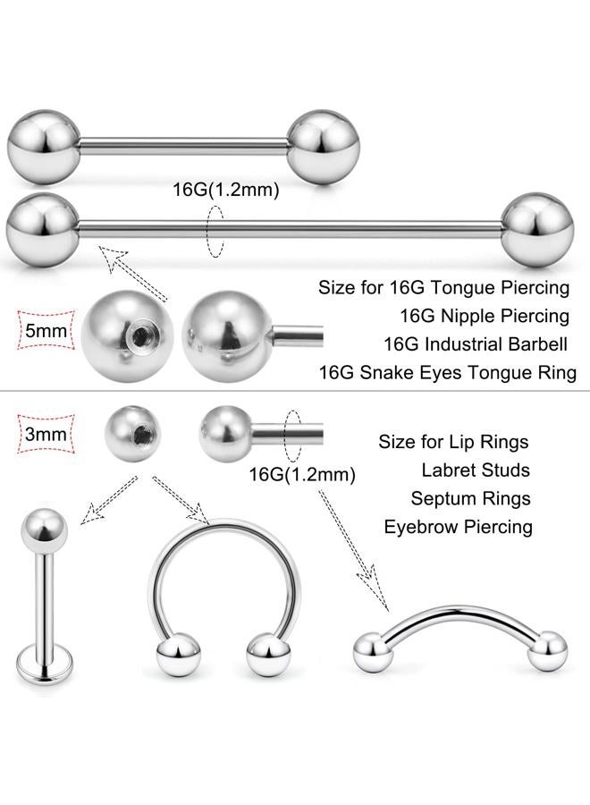 Ftovosyo 60PCS 16G Surgical Steel & Plastic Glow in The Dark Replacement Balls Body Jewelry Piercing Externally Threaded Barbell Parts - Image 2
