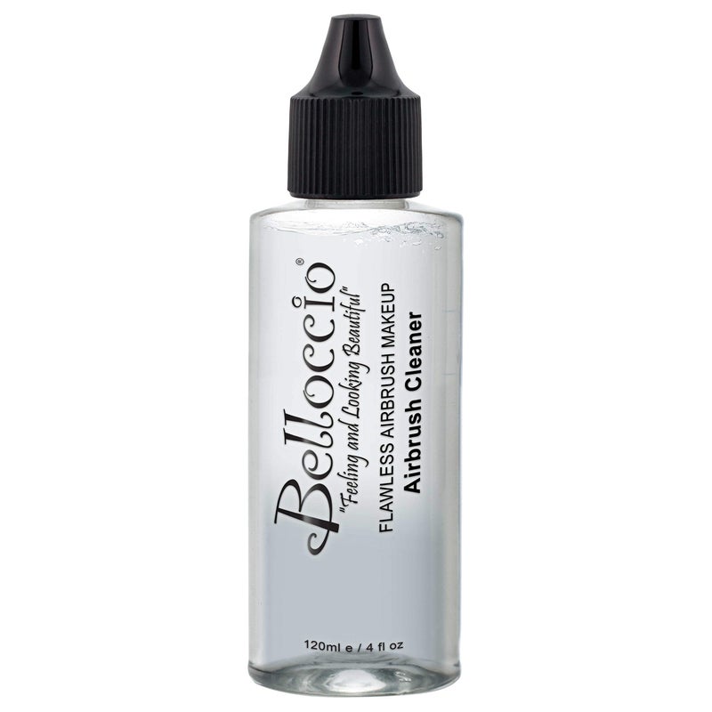 Belloccio 4 Ounce Makeup Airbrush Cleaner - Fast Acting Cleaning Solution, Quickly Flushes Out Makeup Foundation, Blush, Highlighter - Image 1