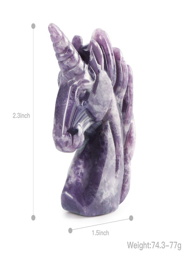 Artistone 3" Purple Lepidolite Crystal Unicorn Figurines Hand Carved Healing Fancy Gem Unicorn Carving Stone Statue Animal Collectibles Paperweight for Home,Office Decor - Image 2