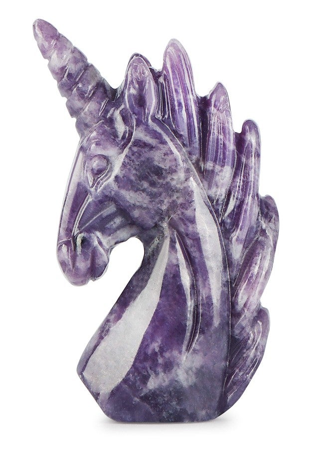 Artistone 3" Purple Lepidolite Crystal Unicorn Figurines Hand Carved Healing Fancy Gem Unicorn Carving Stone Statue Animal Collectibles Paperweight for Home,Office Decor - Image 1