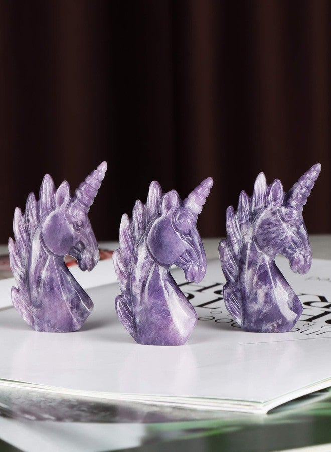 Artistone 3" Purple Lepidolite Crystal Unicorn Figurines Hand Carved Healing Fancy Gem Unicorn Carving Stone Statue Animal Collectibles Paperweight for Home,Office Decor - Image 4