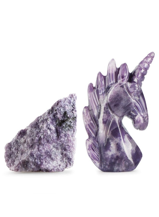 Artistone 3" Purple Lepidolite Crystal Unicorn Figurines Hand Carved Healing Fancy Gem Unicorn Carving Stone Statue Animal Collectibles Paperweight for Home,Office Decor - Image 3