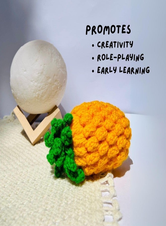 Vibha Designs Handmade Crochet Pineapple | Soft Play Fruit for Kids, Eco-Friendly Toy, Crochet Fruits Soft Toy for -1 Years+ | Pretend & Play | 100% Soft-Cotton, No Plastic, Learning Toy Gift for Kids - Image 5