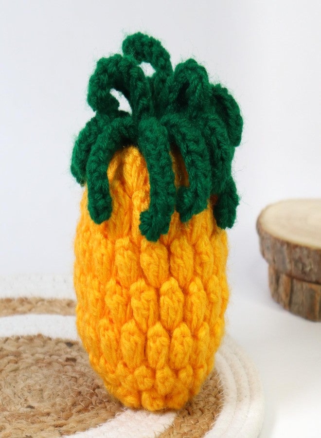 Vibha Designs Handmade Crochet Pineapple | Soft Play Fruit for Kids, Eco-Friendly Toy, Crochet Fruits Soft Toy for -1 Years+ | Pretend & Play | 100% Soft-Cotton, No Plastic, Learning Toy Gift for Kids - Image 2