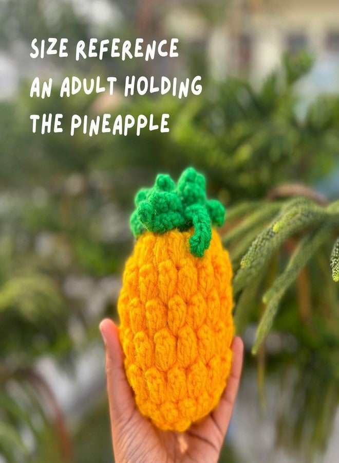 Vibha Designs Handmade Crochet Pineapple | Soft Play Fruit for Kids, Eco-Friendly Toy, Crochet Fruits Soft Toy for -1 Years+ | Pretend & Play | 100% Soft-Cotton, No Plastic, Learning Toy Gift for Kids - Image 4