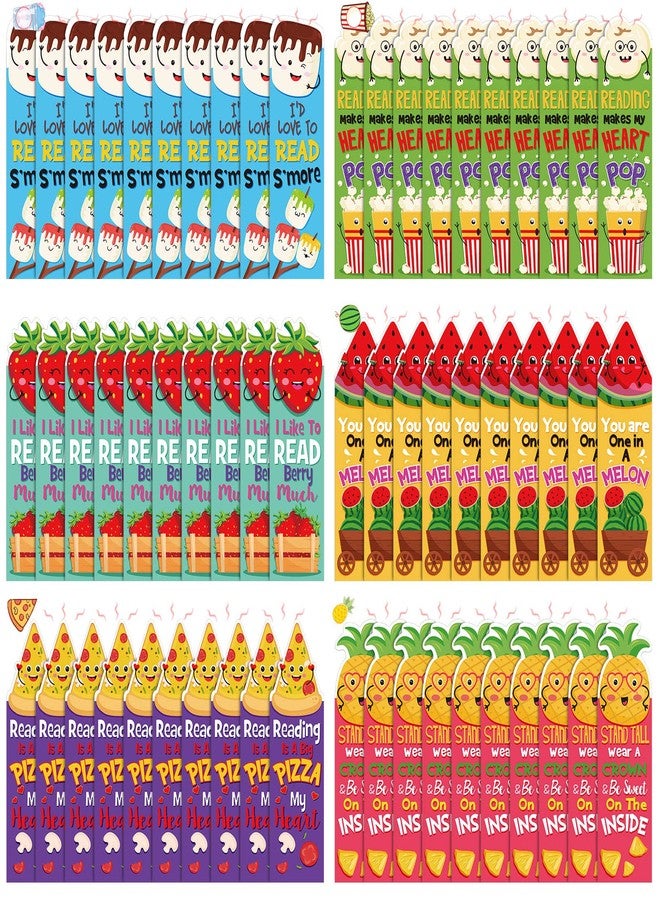 Epakh 60 Pcs Fruit Food Scented Bookmarks for Kids Bulk Bookmarks Funny Classroom Smelly Book Marks Cute S'More Pizza Popcorn Back to School Stuff for Students Teenager Office Home - Image 1