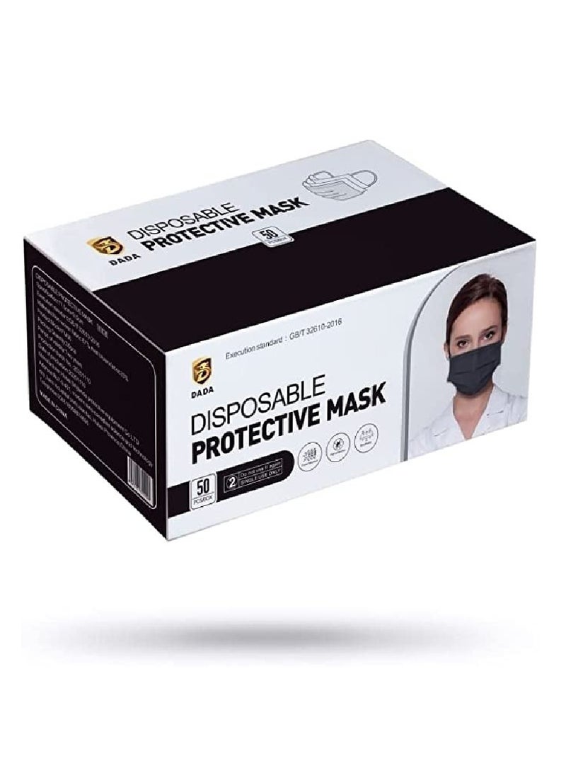 Dada 50 Pieces 3 Ply Disposable Black And Face Mask - Image 1