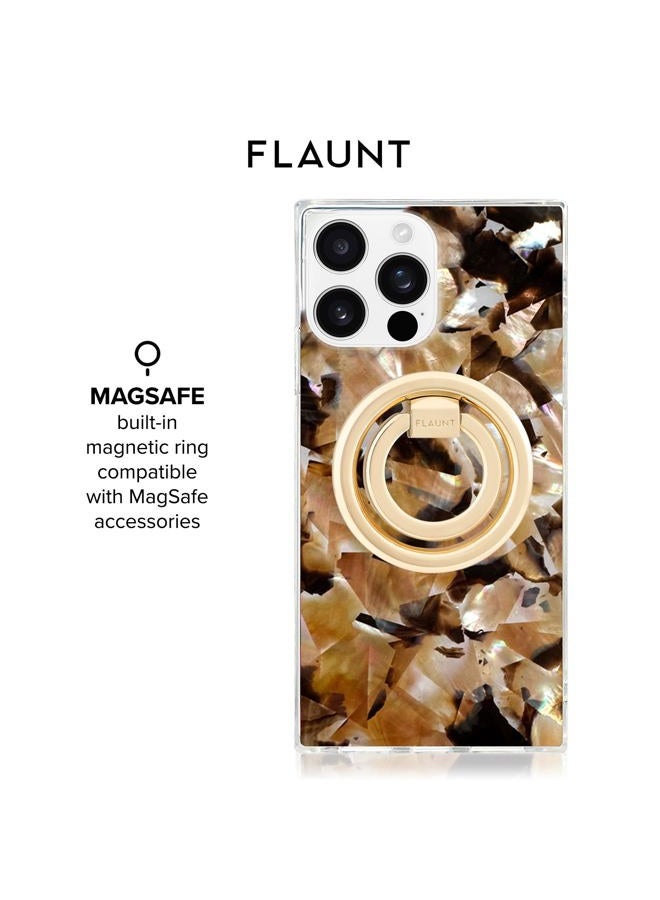 FLAUNT Official Square Protective Case - Compatible with iPhone 16 Pro - Compatible with MagSafe & Wireless Charging - Drop-Tested & Shockproof - (Brown Abalone) - Image 5