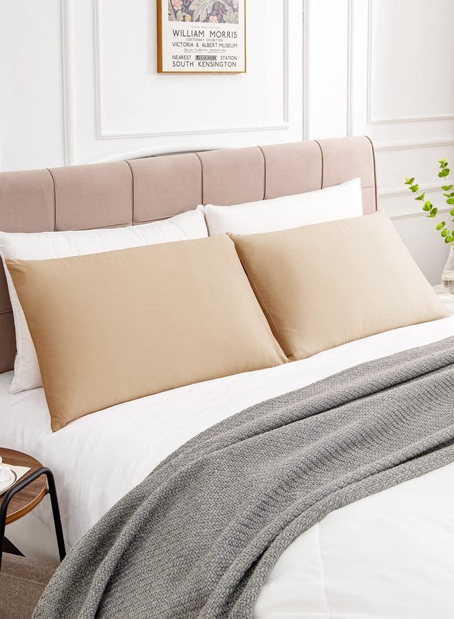 Warmstar Cotton Pillow Cases Standard Size Set of 2, 600 Thread Count Pillowcases 20x26 Inches, Soft Long Staple Cotton Pillowcases Breathable with Envelope Closure,Khaki - Image 2