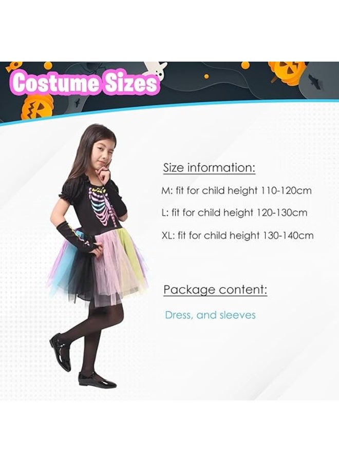 المنزل الذكي هوم سمارت فستان تنكري على شكل هيكل عظمي للبنات بألوان قوس قزح، مناسب للمناسبات والحفلات وأعياد الميلاد - Image 2